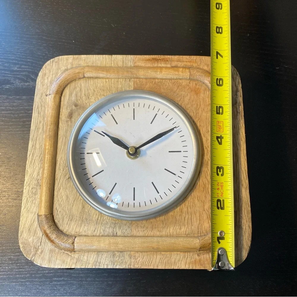 Wooden Square Table Clock 7”x7” - Picture 3 of 10